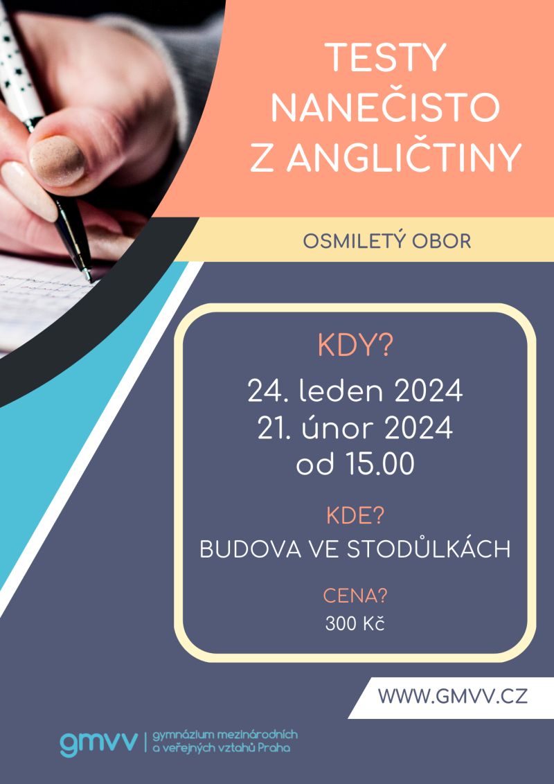 Testy nanečisto z angličtiny 2024 - osmiletý obor