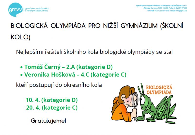 Biologická olympiáda - nižší gymnázium